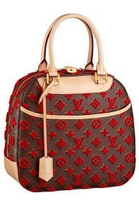 Louis Vuitton Red Monogram Tuffetage Canvas Deauville Cube Bag