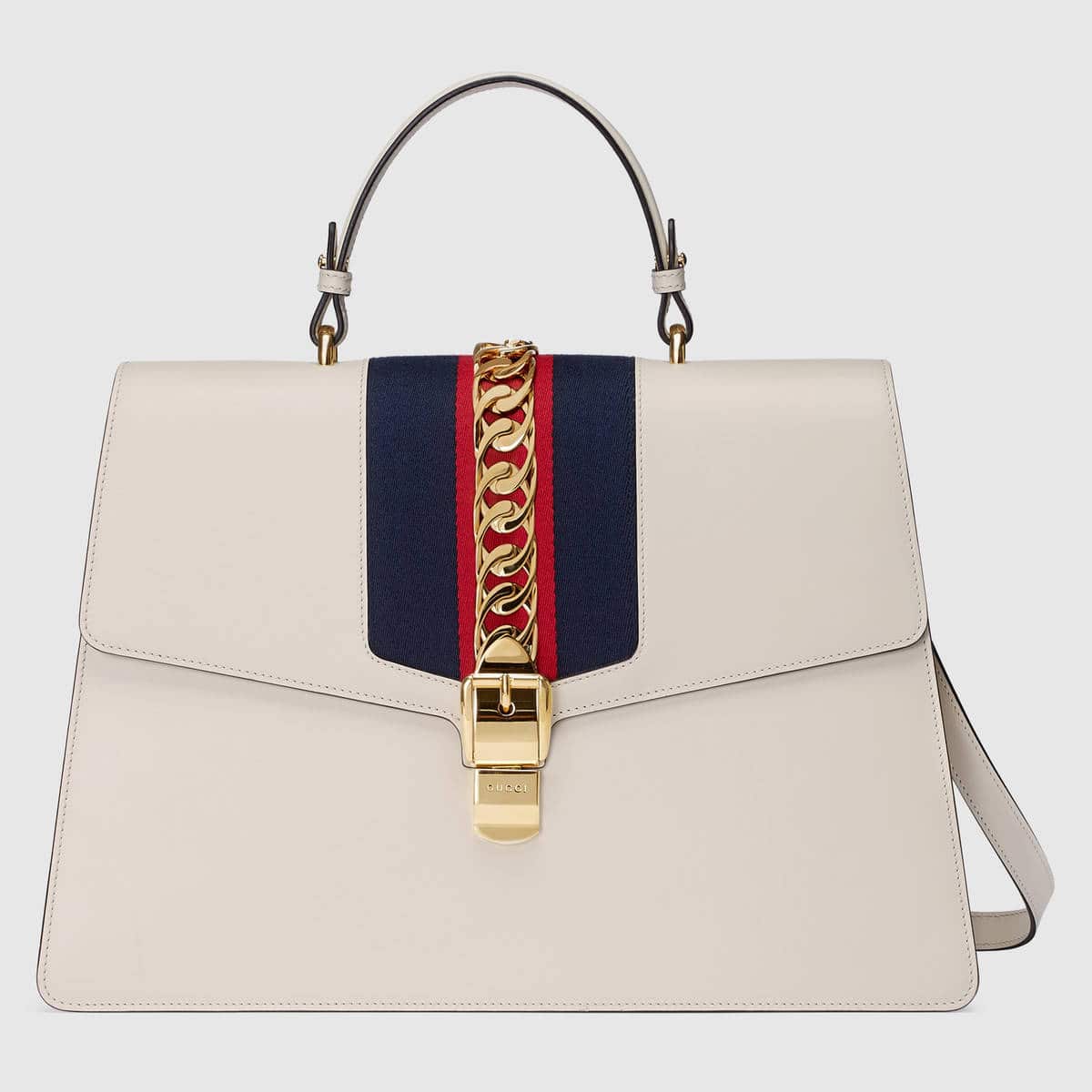 Gucci White Sylvie Maxi Top Handle Bag