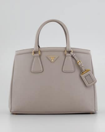 Prada Parabole Handbag Saffiano Leather Medium Neutral 475165