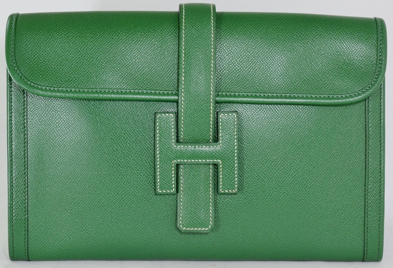 Jige leather clutch bag Hermès Burgundy in Leather - 34095629