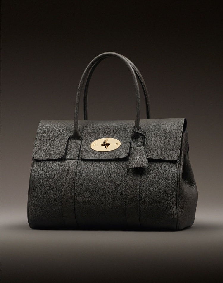 An Investment Bag: Mulberry Bayswater in Black Soft Gold Grainy Print
