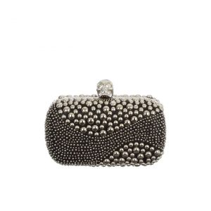 alexander mcqueen black skull clutch