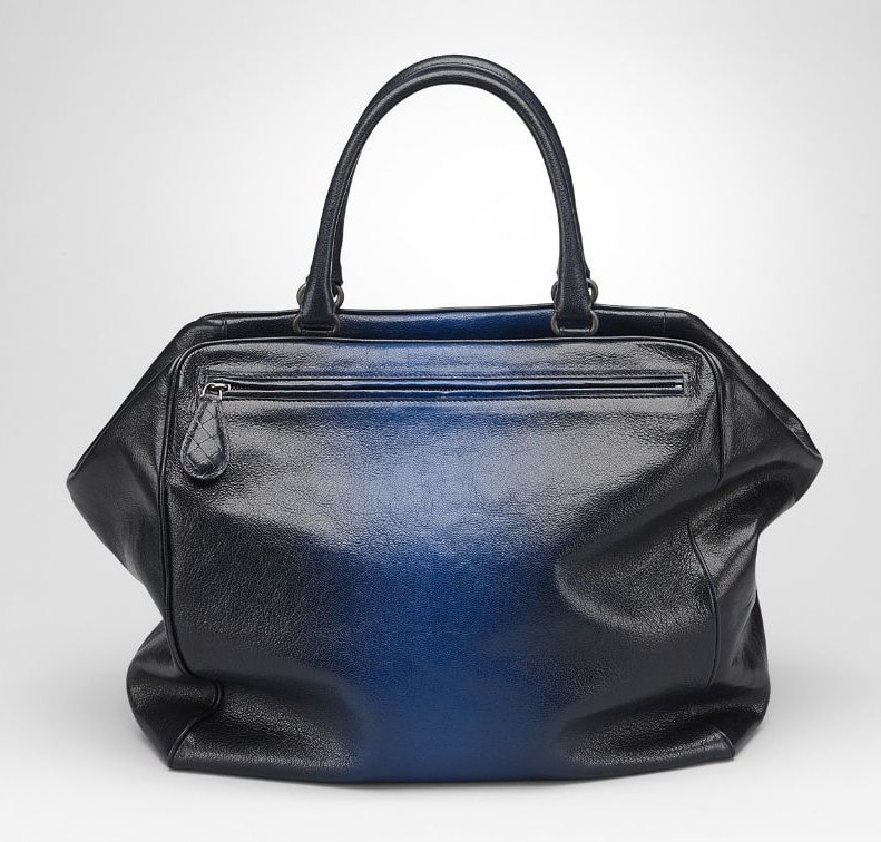 Pre-owned Bottega Veneta Blue Leather Prusse Madras Heritage Brera Bag