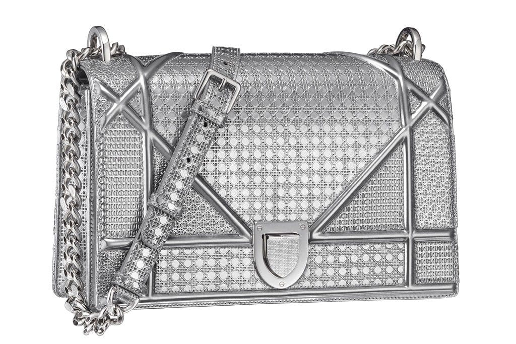 Dior Metallic Silver Micro Cannage Leather Mini Diorama Shoulder Bag  eBay