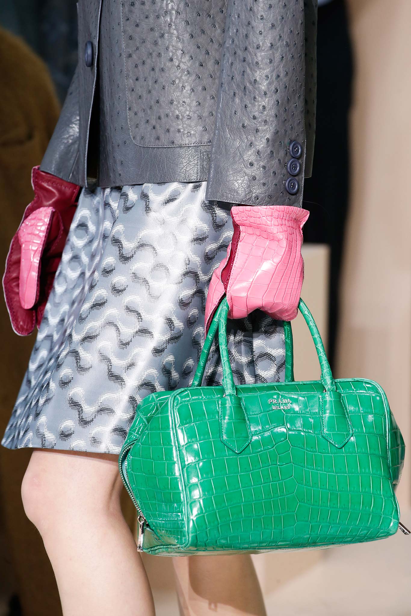 Green croc leather PRADA handbag  Prada handbags, Croc leather