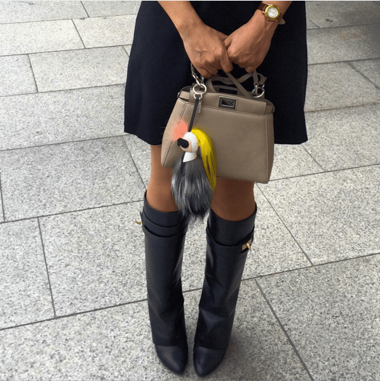 Fendi Taupe Peekaboo Bag with Karlito Charm