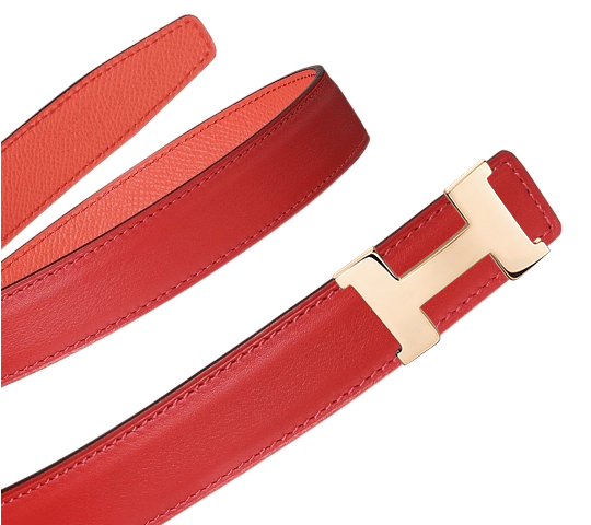 Authentic HERMES Constance Silver H Buckle Red Reversible Leather Belt 70 +  Box