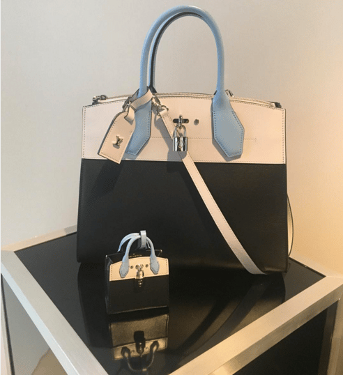 LOUIS VUITTON pink black blue leather 2016 CITY STEAMER PM Tote