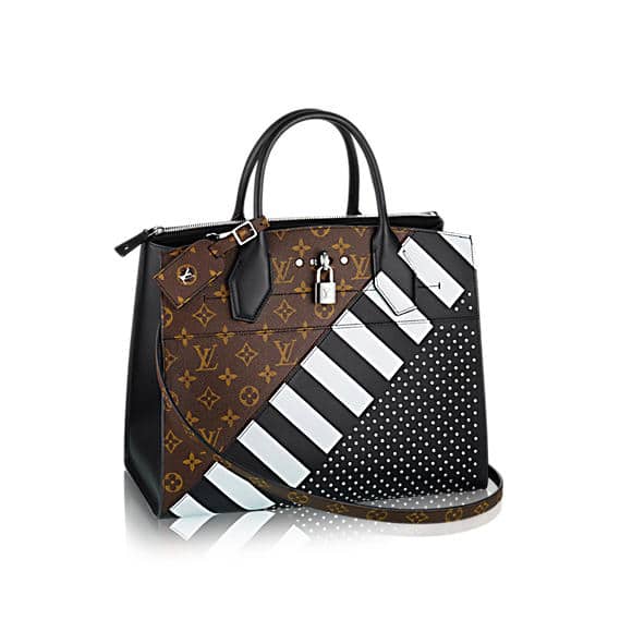 Louis Vuitton City Steamer Handbag Studded Leather and Monogram