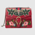 Gucci Red Embroidered Medium Dionysus Shoulder Bag