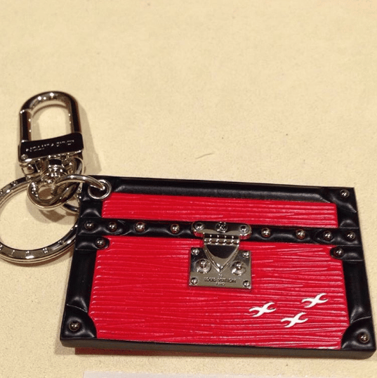 Louis Vuitton Red and Black EPI Leather Petite Malle Keychain Silver Hardware (Like New), Womens Handbag