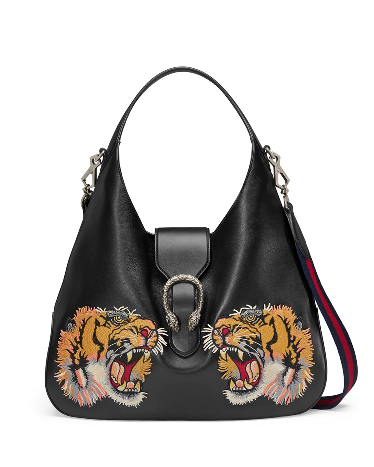Gucci Bamboo Embroidered Tote With Tiger & Bee