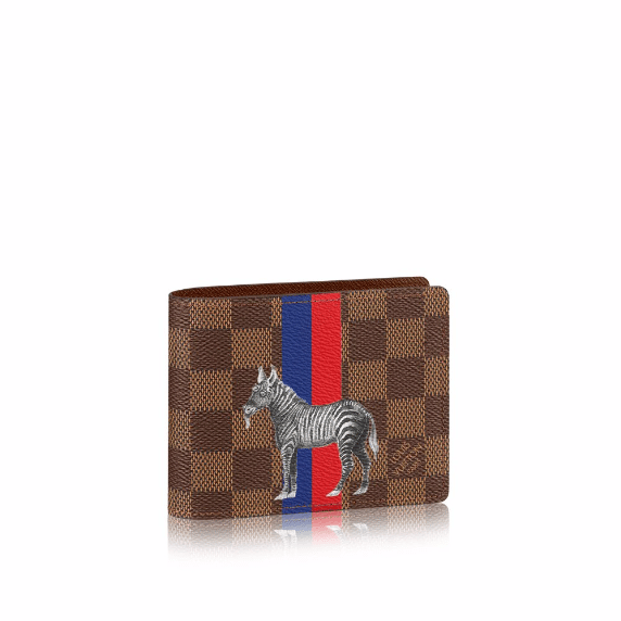 LOUIS VUITTON Savane Monogram Chapman Giraffe Brazza Wallet Encre 1199546
