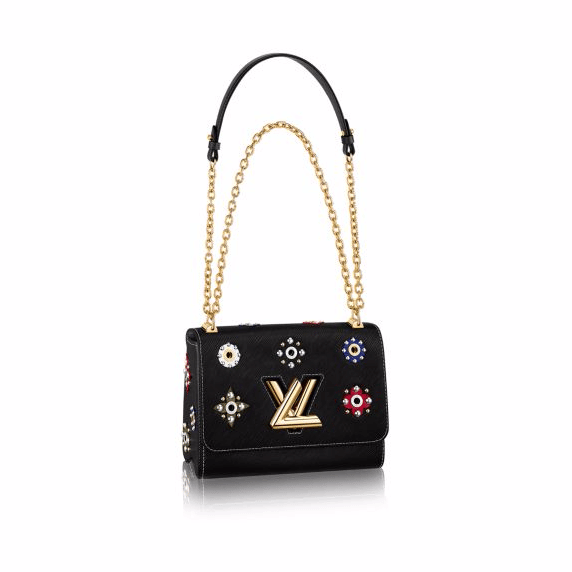 Louis Vuitton - Twist Mechanical Flower Epi Leather Chain Wallet Noir