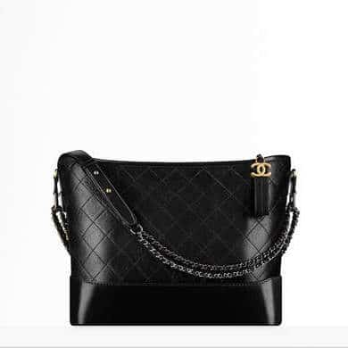 Chanel Gabrielle Hobo Bag Aged/Smooth Calfskin Black Metal Small Black in  Aged Calfskin/Smooth Calfskin with Black-tone - US