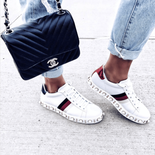 ace studded leather sneaker gucci
