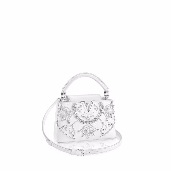 Louis Vuitton Silver Leather, Pink, Green And White Crystal