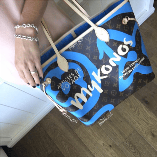 M40998 Louis Vuitton Premium Mykonos Monogram Canvas Tahitienne Neverfull  Bag-Blue