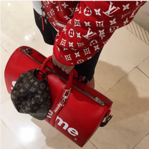 louis vuitton x supreme keepall bandouliere epi 45 red