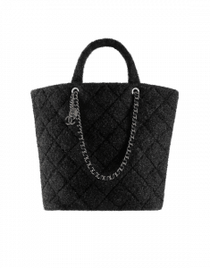 Chanel Black Knit Pluto Glitter Large Shopping Tote Bag