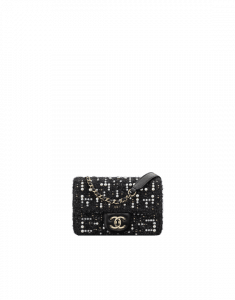 Chanel Black Tweed Cosmos Pearls Mini Flap Bag