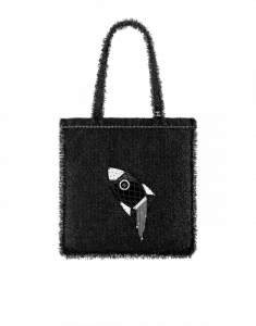 Chanel Black Tweed Rocket Embellished Shopping in Fabrics Bag