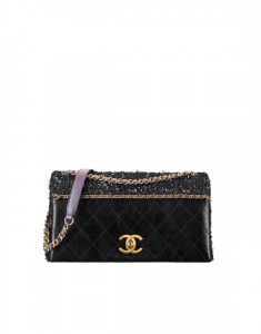 Chanel Black/Purple Calfskin/Tweed Small Flap Bag