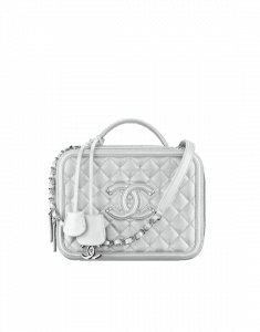Chanel Silver CC Filigree Large Vanity Case Bag