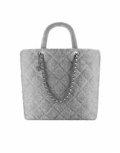 Chanel Silver Knit Pluto Glitter Large Shopping Tote Bag