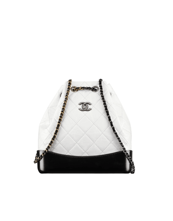 Chanel White/Black Aged Quilted Leather Small Gabrielle Backpack
