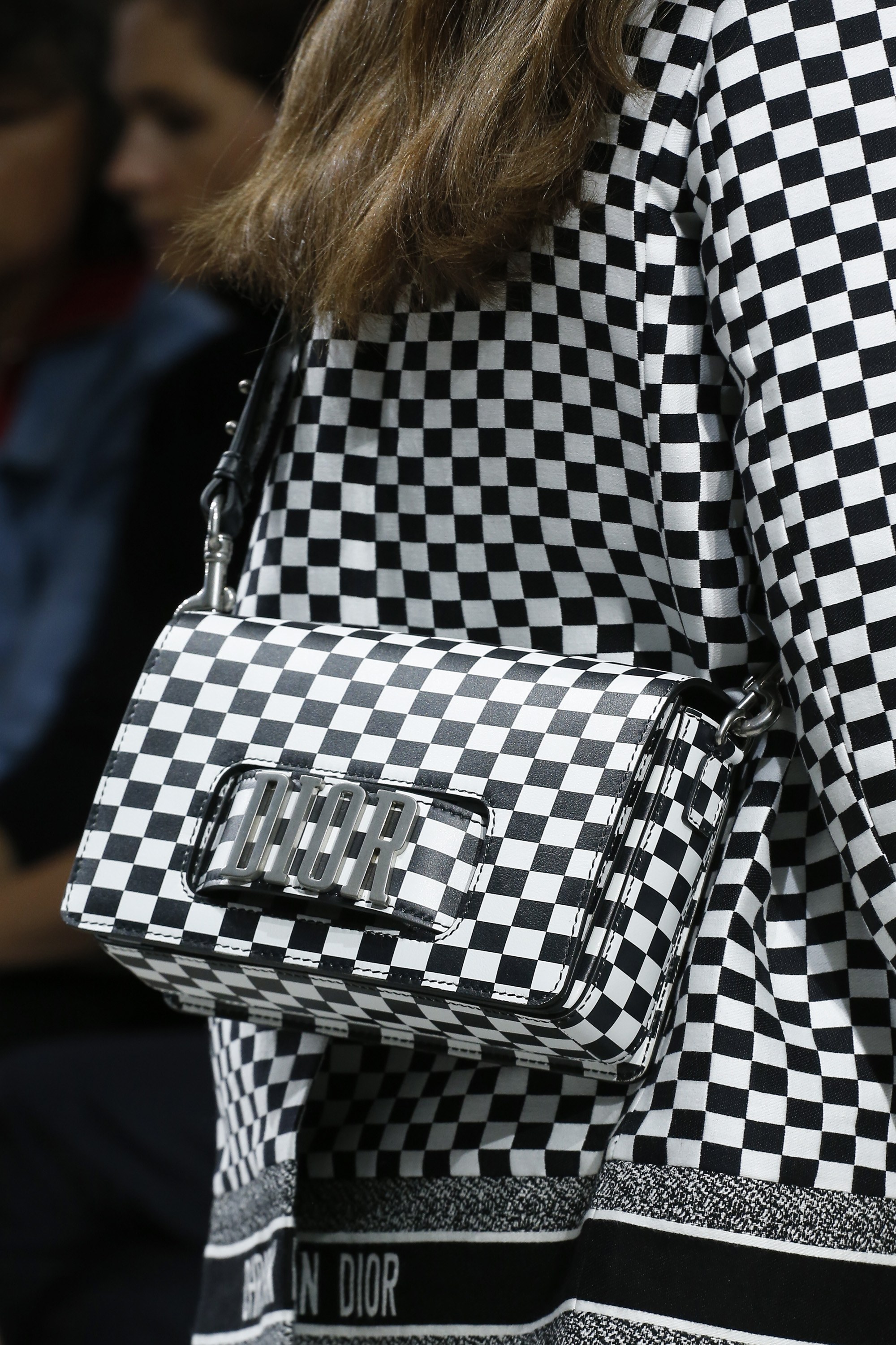 dior black and white checkered bag