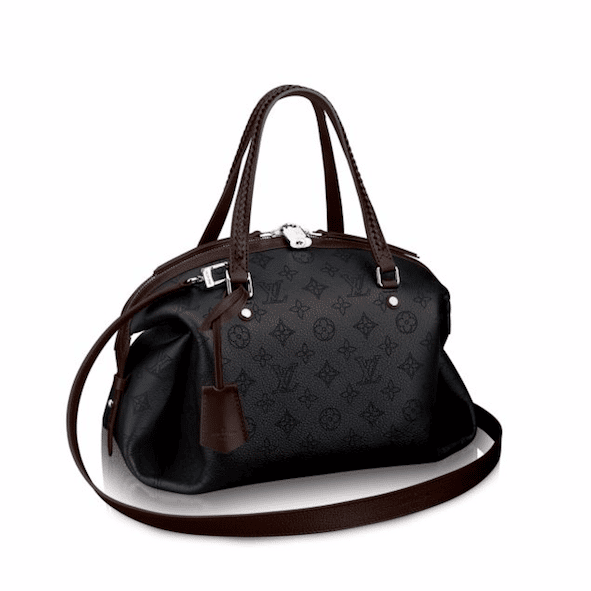 Louis Vuitton Asteria Handbag Mahina Leather Black 513438