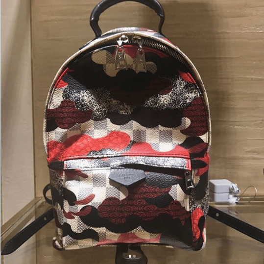 Red Louis Vuitton Patchwork Waves Damier Palm Springs PM Backpack