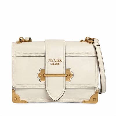 PRADA Glace Calfskin Large Soft Cahier Bag White 1265680
