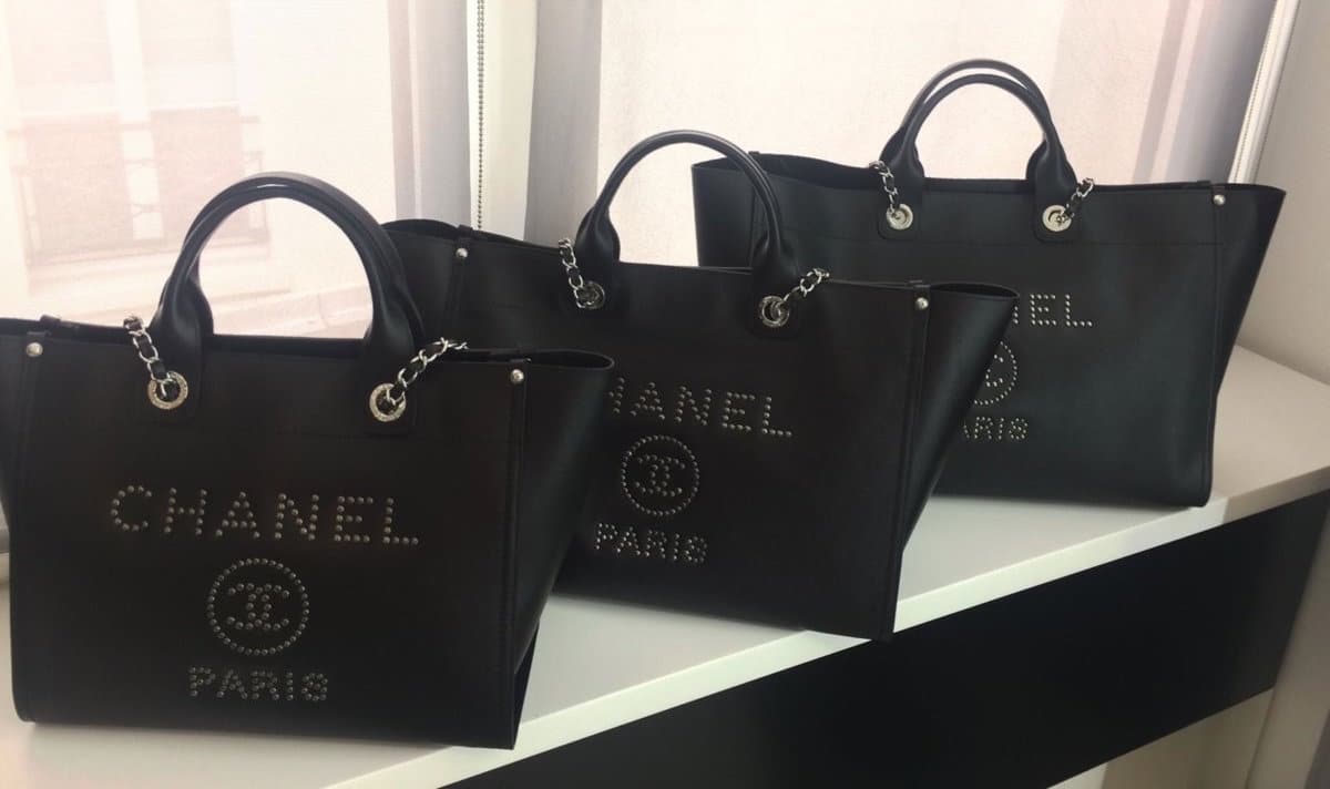 CHANEL, Bags, Chanel Deauville Large Shopping Bag Black Canvas With  Silver Hardware