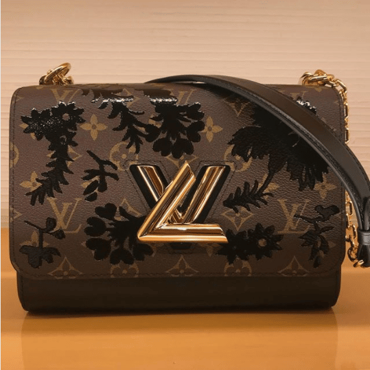 Louis Vuitton Black Blossom Monogram Canvas and Leather Twist MM