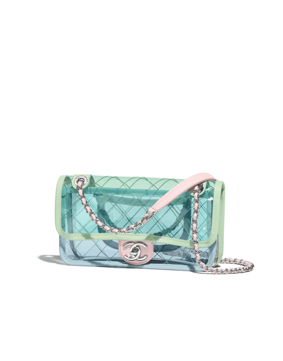 CHANEL PVC Coco Splash Mini Flap Bag Pink Green Blue