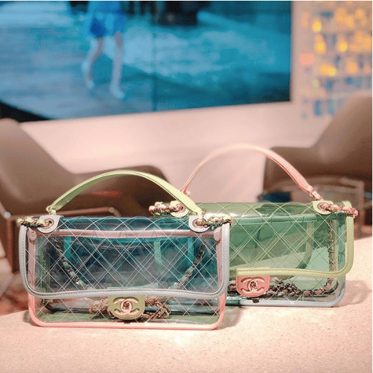 Chanel Coco Splash Transparent Flap Bag PVC / Lambskin Bag Silvery Pink  Light green Light blue Leather ref.258299 - Joli Closet