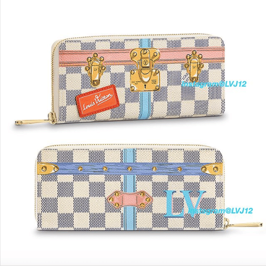 Louis Vuitton Wallet Sarah Damier Azur Summer Trunk Collection White/Blue/ Pink in Coated Canvas with Gold-tone - US