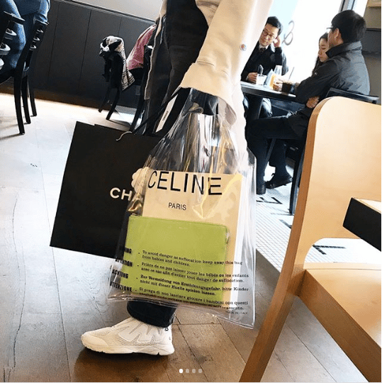 Celine Transparent Plastic Bag with Zip Pouch Clutch Celine
