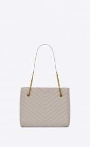 Saint Laurent Ivory Embossed Tribeca Medium Shopping Bag