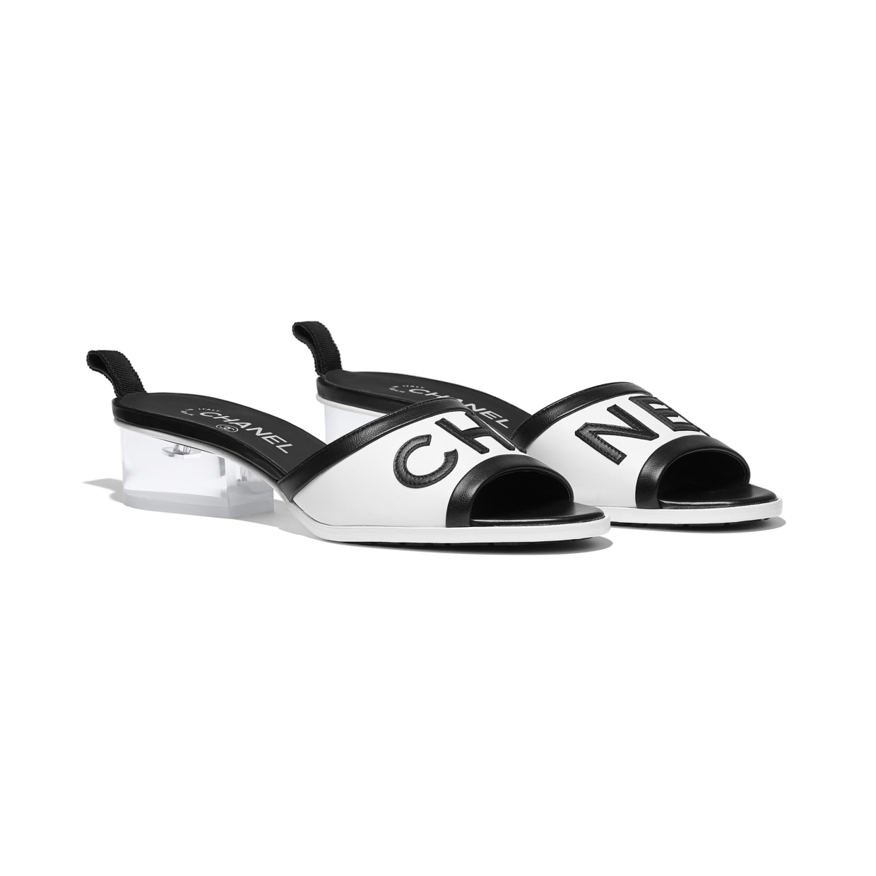 chanel black and white sandals