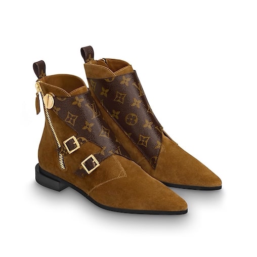 Louis Vuitton Cognac Leather and Monogram Canvas Limitless Ankle