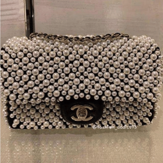 Chanel Pearl Mini Flap Bag Satin White Black in Imitation PearlsLambskin  with Goldtone  US