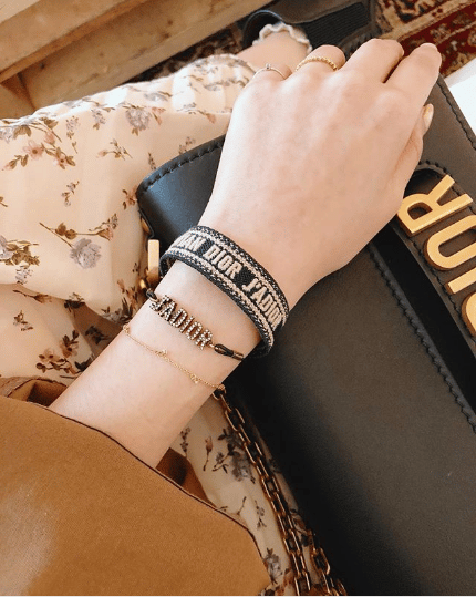 Christian Dior J'Adior Friendship Bracelet Set of 2 Tan Beige