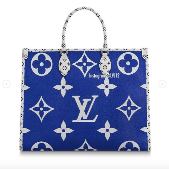 Louis Vuitton, Bags, Louis Vuitton Onthego Giant Flower Monogram Blue  White Santa Monica Resort Bag