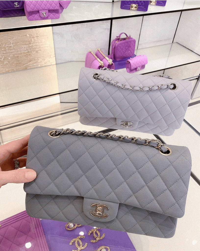 Chanel Classic ML Double Flap Gris Grey Caviar Silver Hardware  Coco  Approved Studio