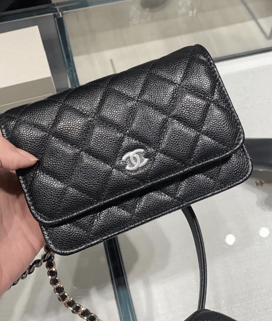 Chanel Calfskin Quilted Pearl Mini Wallet On Chain WOC Black  STYLISHTOP