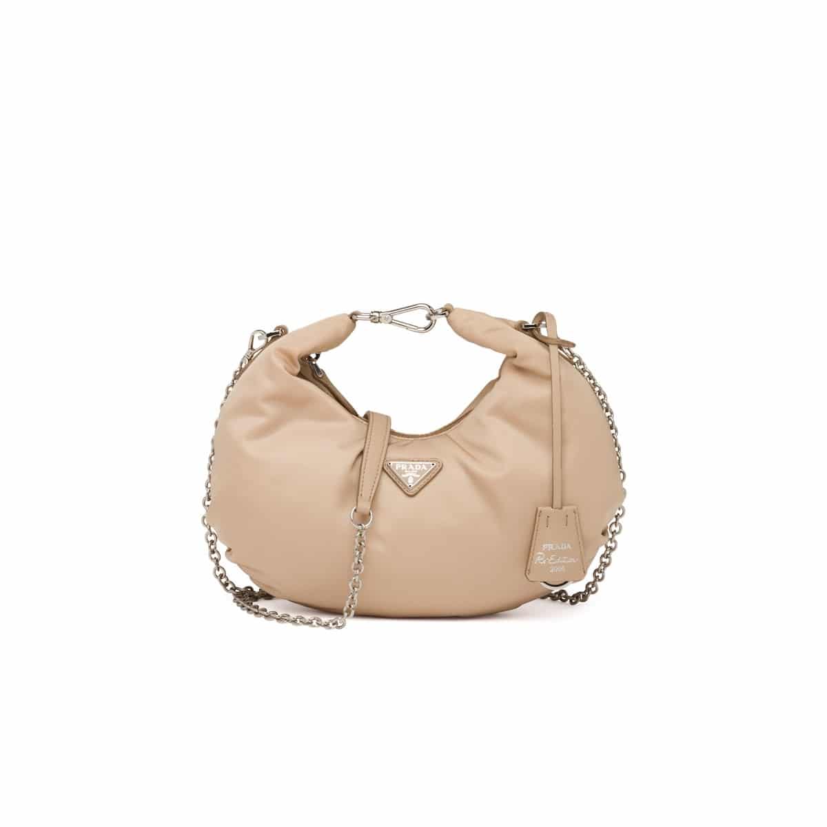 Prada Nylon and Saffiano Leather Mini-Bag Cameo Beige in Nylon and