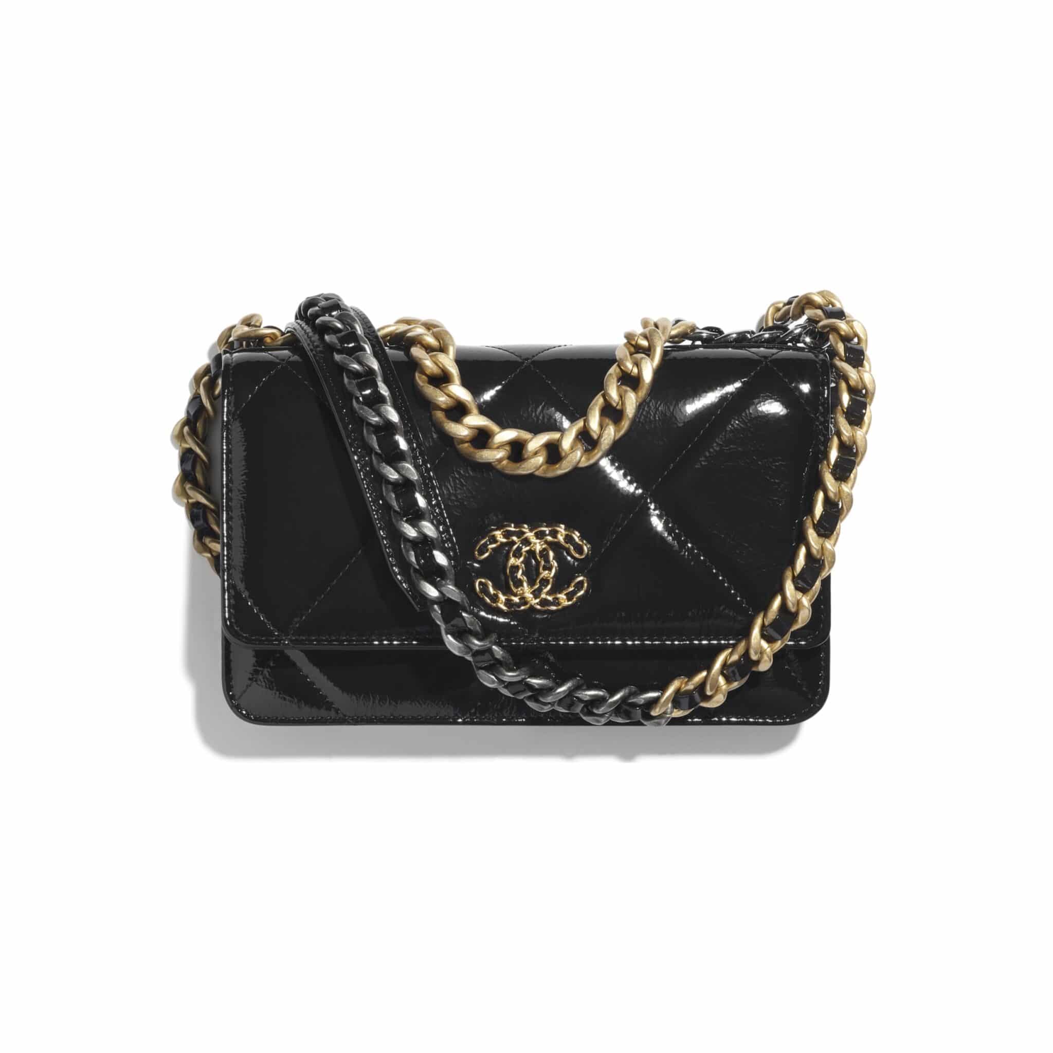 Chanel Black Shiny Leather 19 Long Flap Wallet – Boutique LUC.S